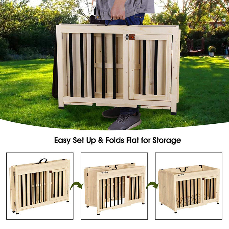 Tucker Murphy™ Pet Gully Wooden Portable Foldable Pet Crate & Reviews